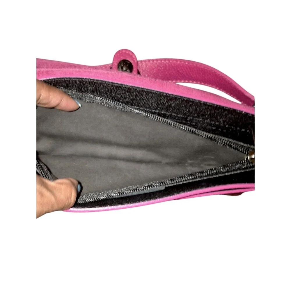 Borse In Pelle Italian Made Fushia Pink Leather Shoulder Bag Removable Straps